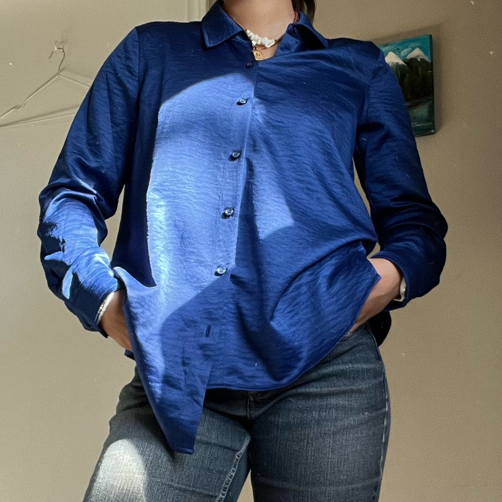 Stylish Blue Button-Up Shirt